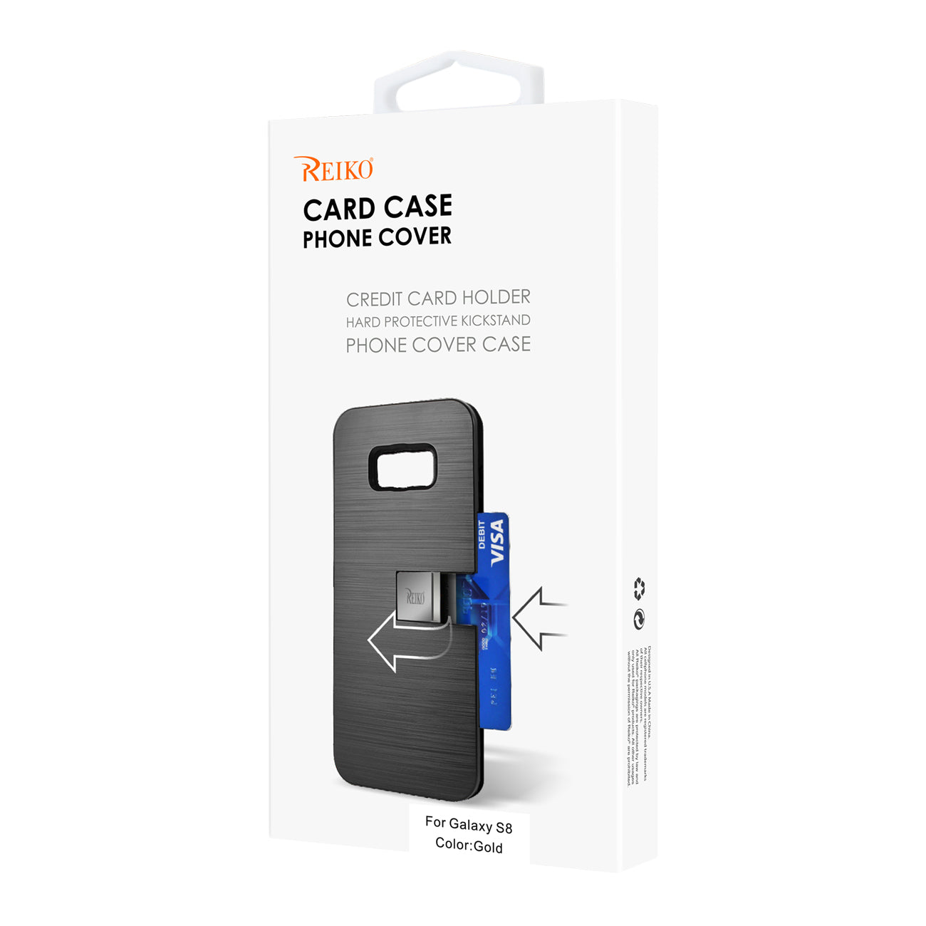 Case Hybrid With Card Holder Kickstand Slim Armor Samsung Galaxy S8/ SM Gold Color