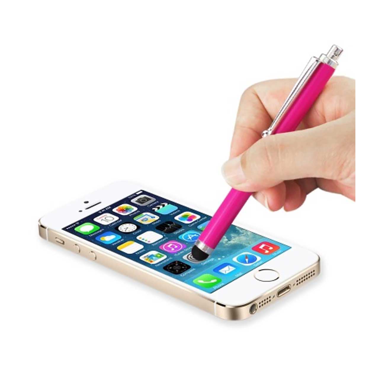 Mini Stylus Touch Screen Pen With Clip In Hot Pink