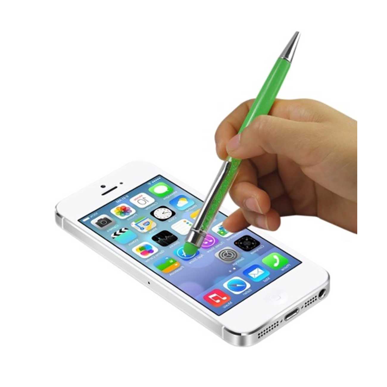 Crystal Stylus Touch Screen With Ink Pen In Green