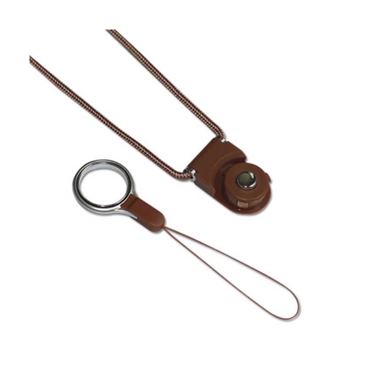 LONG LANYARD STRAP WITH CLIP IN BROWN