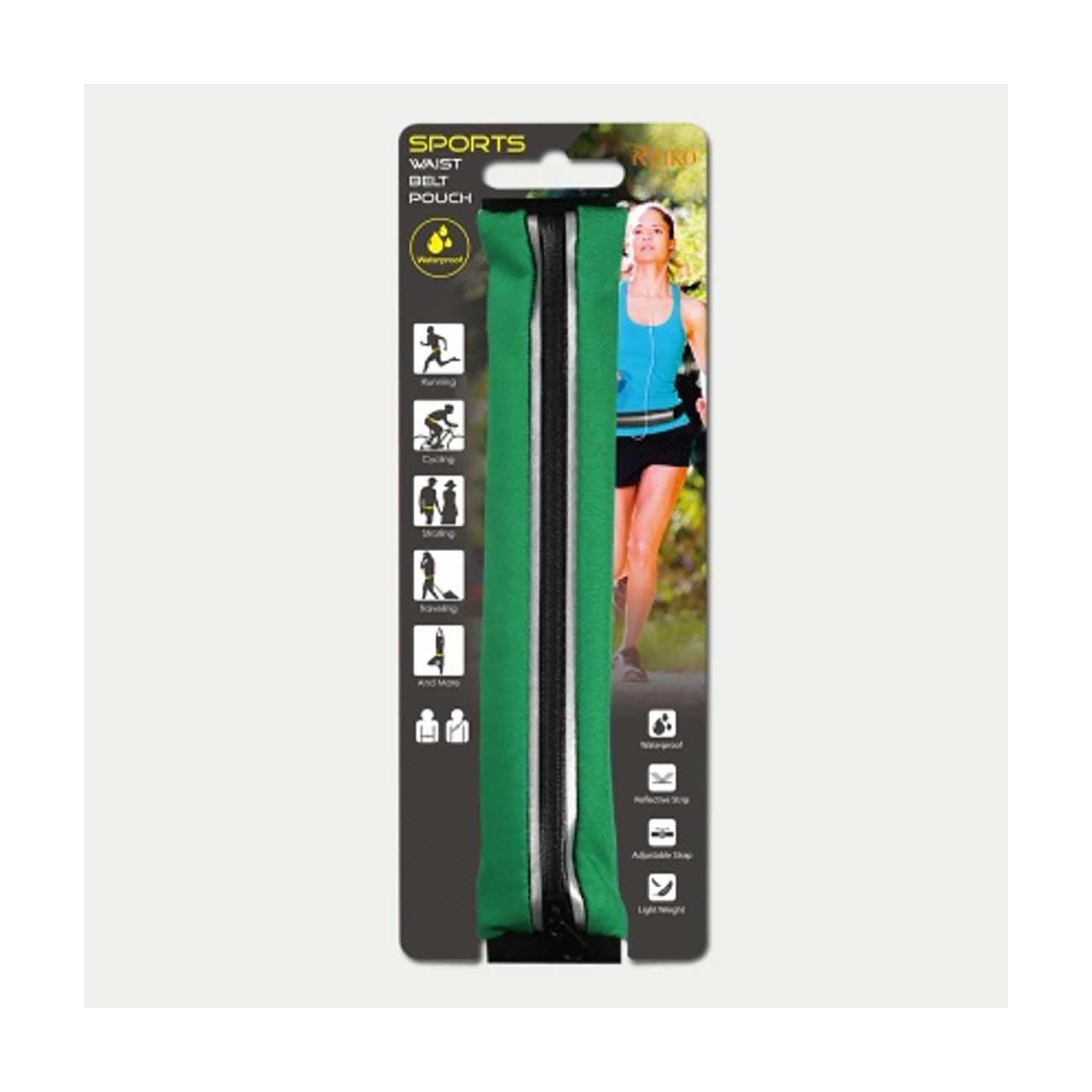 REIKO SPORTS STRETCH HIP WAIST PACK 7.87X1.77X1.77 INCHES INCHES IN GREEN