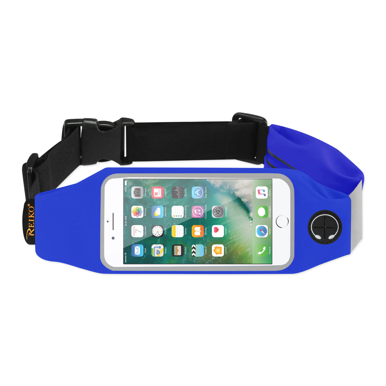 Reiko Running Sport Belt With Touch Screen 5X3X0.5 Inches Device With Two Pockets In Blue
