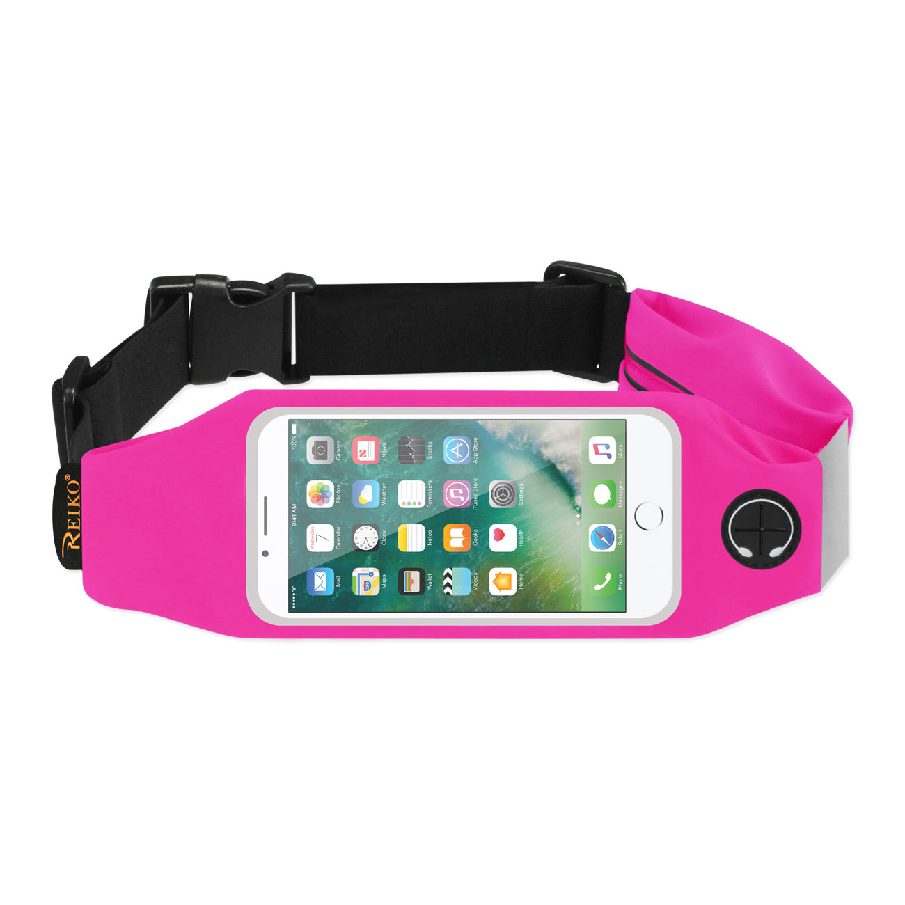 Reiko Running Sport Belt With Touch Screen 5X3X0.5 Inches Device With Two Pockets In Pink