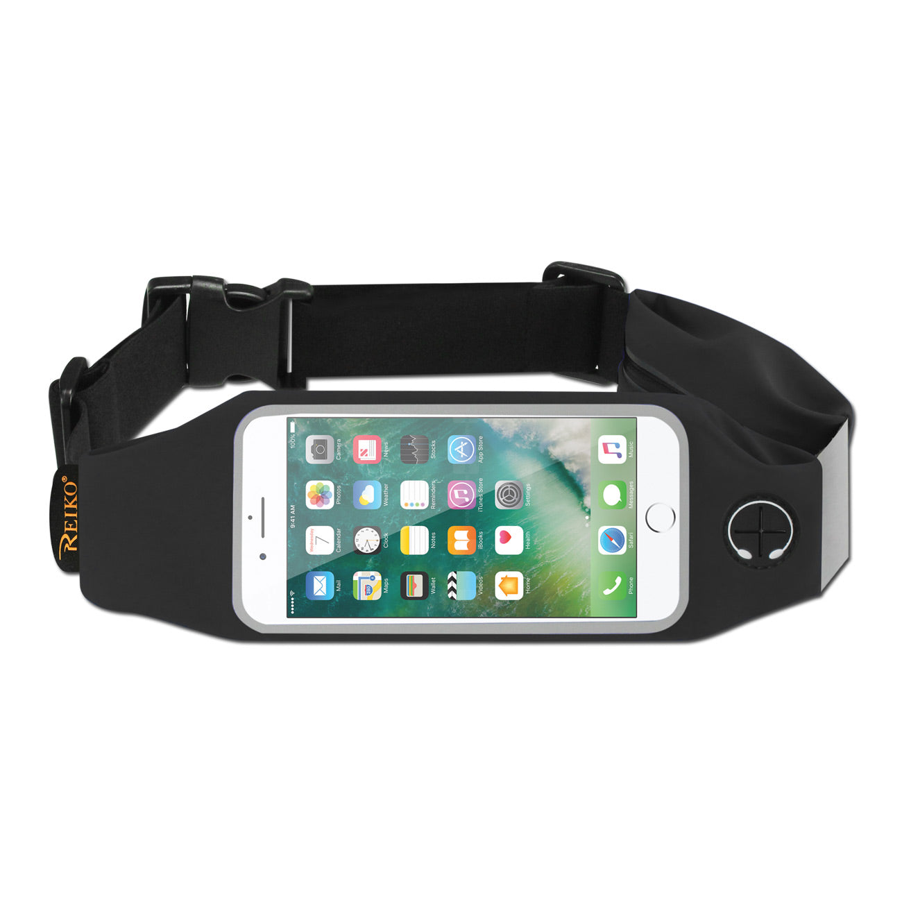 Reiko Running Sport Belt With Touch Screen 5.5X3X0.5 Inches Device With Two Pockets In Black