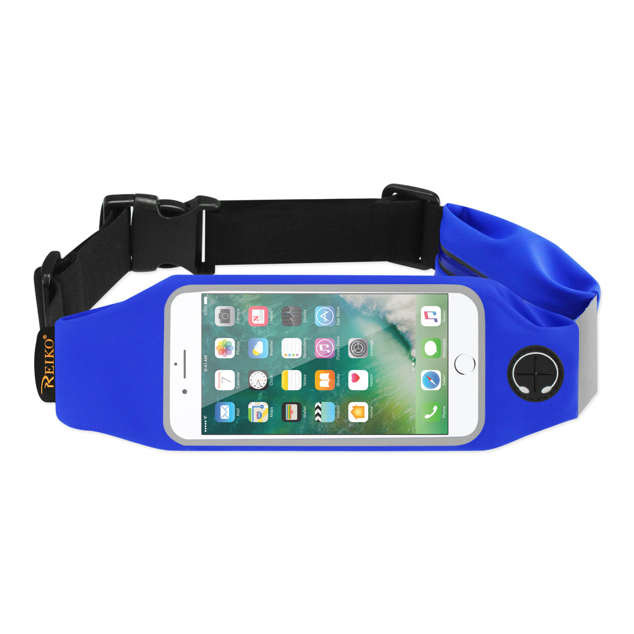 Reiko Running Sport Belt With Touch Screen 5.5X3X0.5 Inches Device With Two Pockets In Blue
