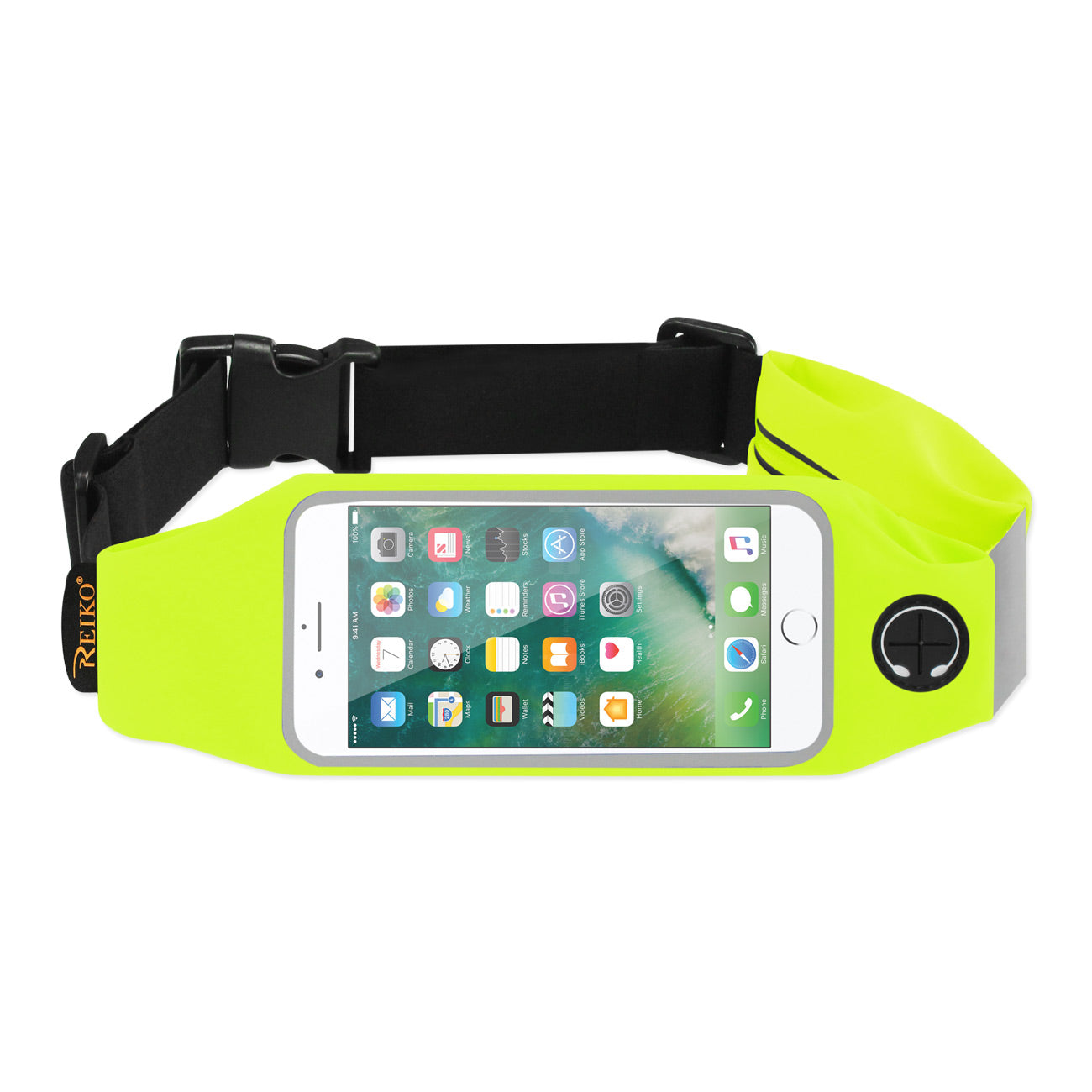 Reiko Running Sport Belt With Touch Screen 5.5X3X0.5 Inches Device With Two Pockets In Green
