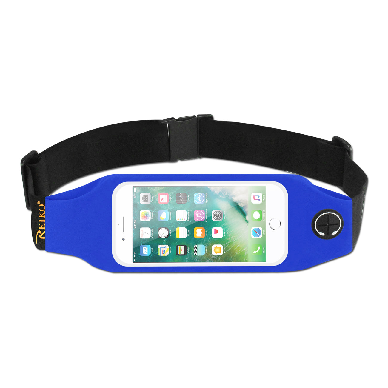 Reiko Running Sport Belt With Touch Screen 5X3X0.5 Inches Device With Two Pockets and LED In Blue