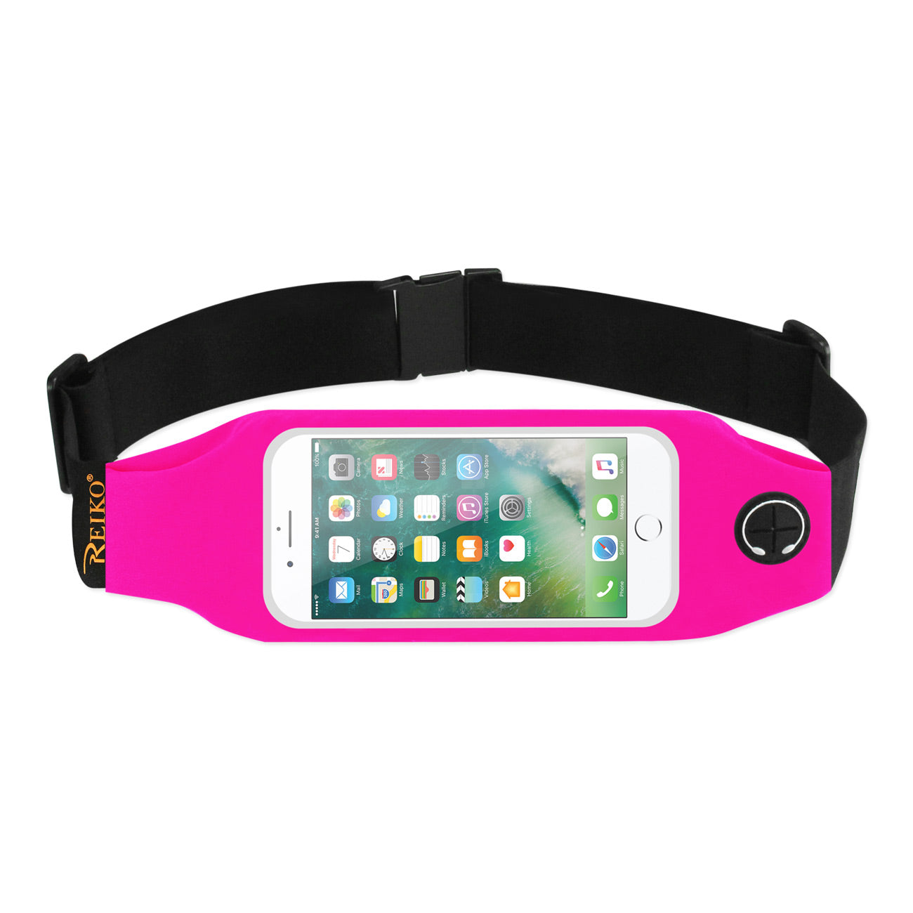 Reiko Running Sport Belt With Touch Screen 5X3X0.5 Inches Device With Two Pockets and LED In Pink