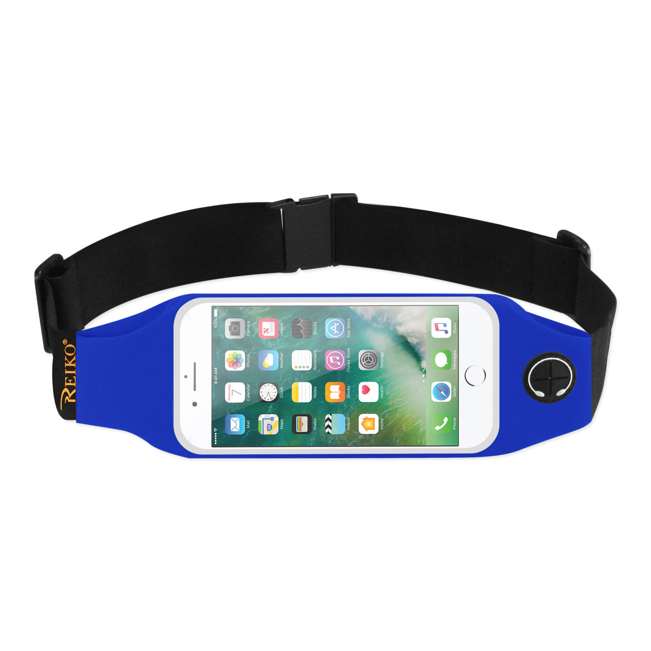 Reiko Running Sport Belt With Touch Screen 5.5X3X0.5 Inches Device With Two Pockets and LED In Blue