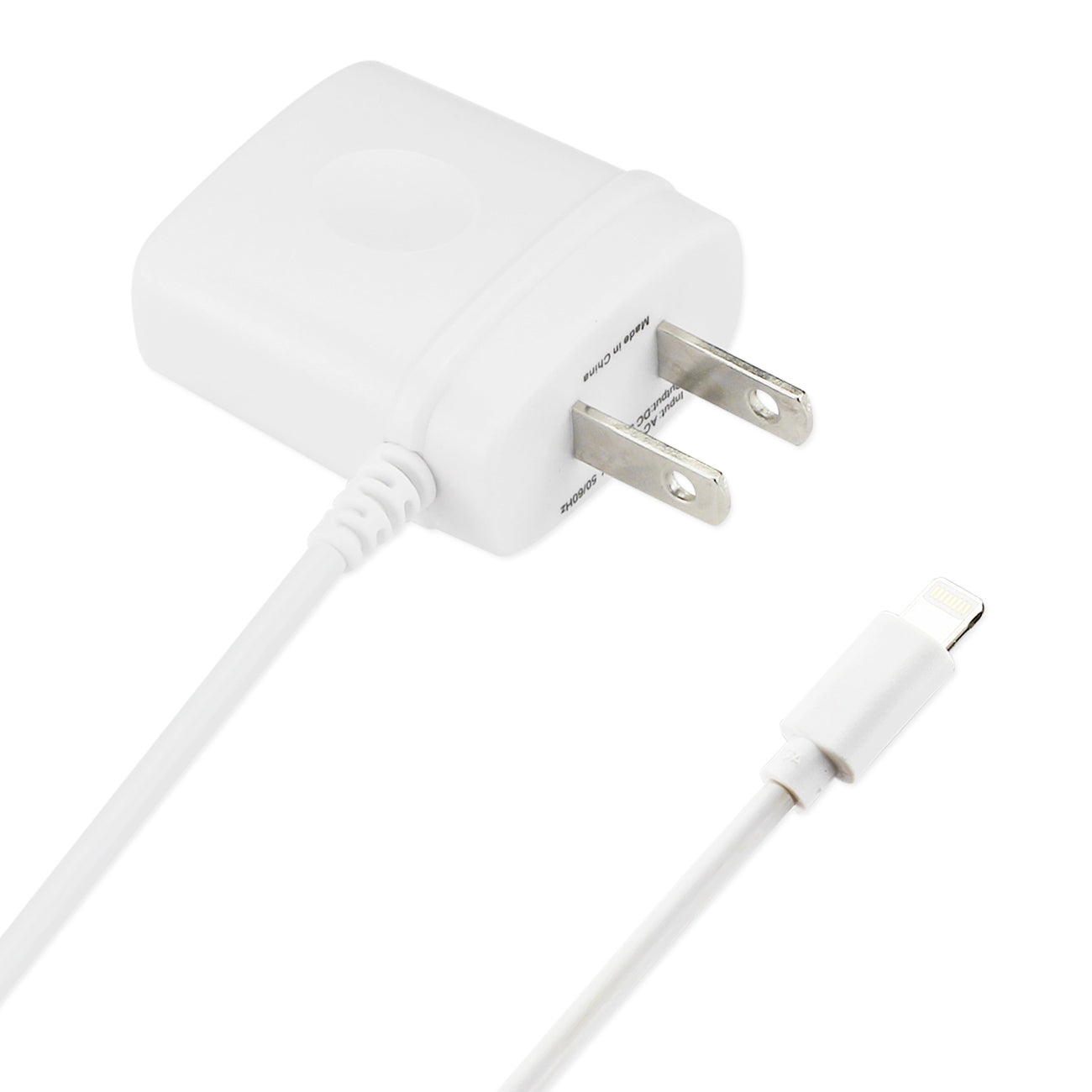 Travel Adapter Charger USB 8PIN With Built In Cable Portable White Color