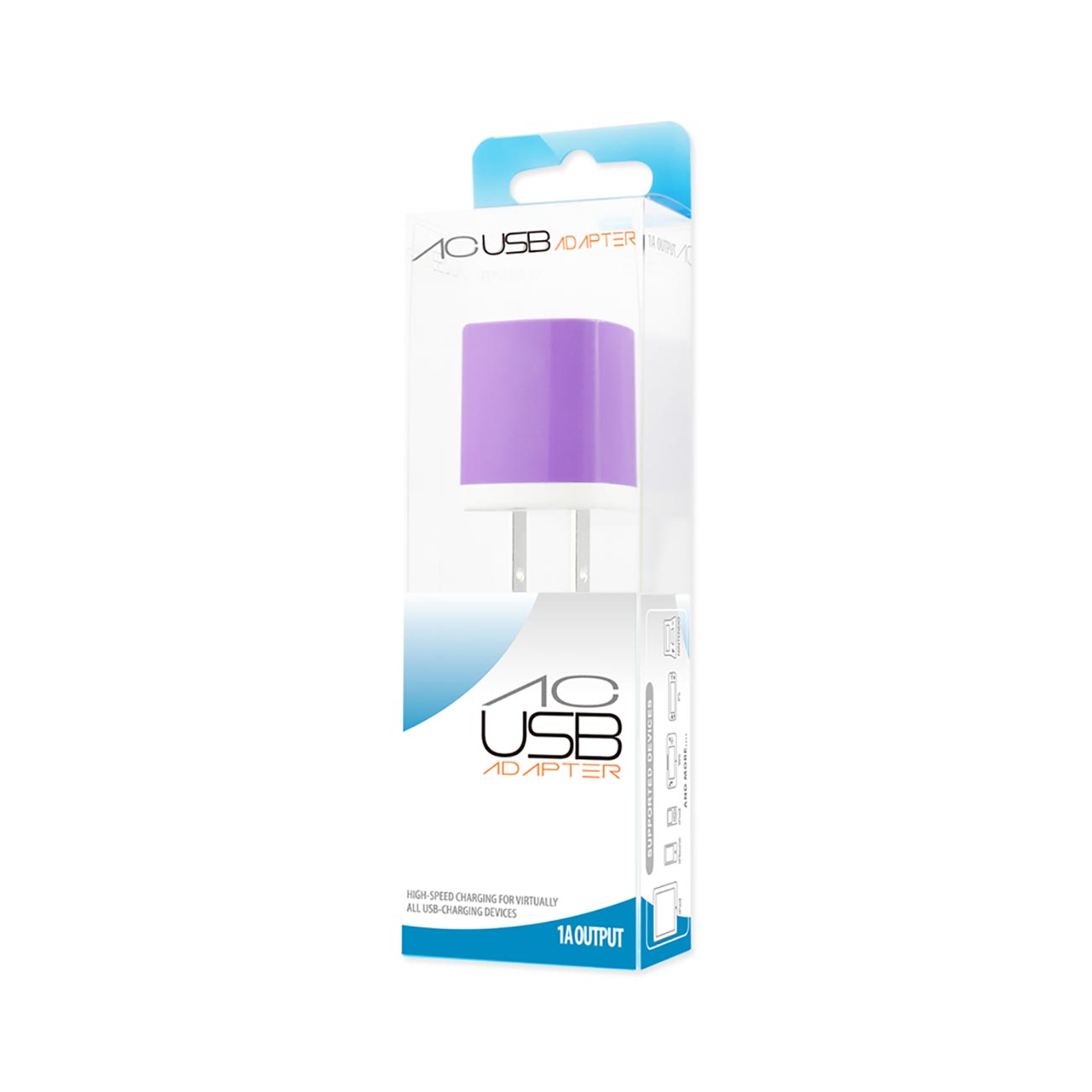 Charger Adapter USB 1 Amp Purple Color-