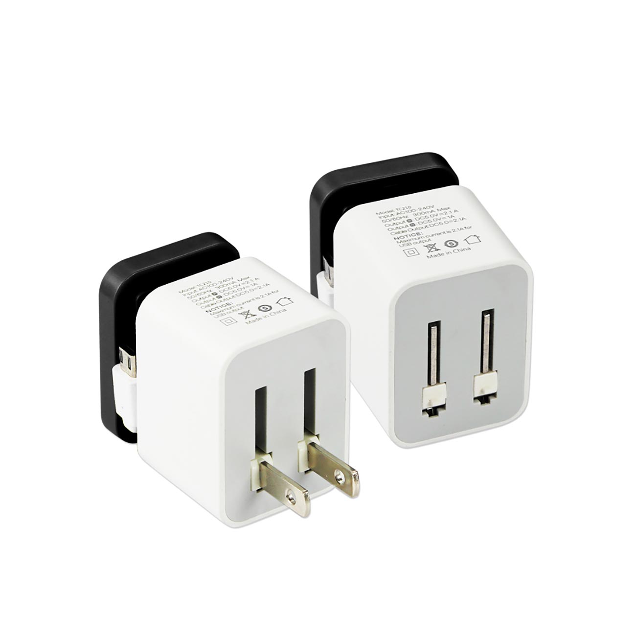Travel Adapter Charger Portable Dual Port 2Amp Black Color