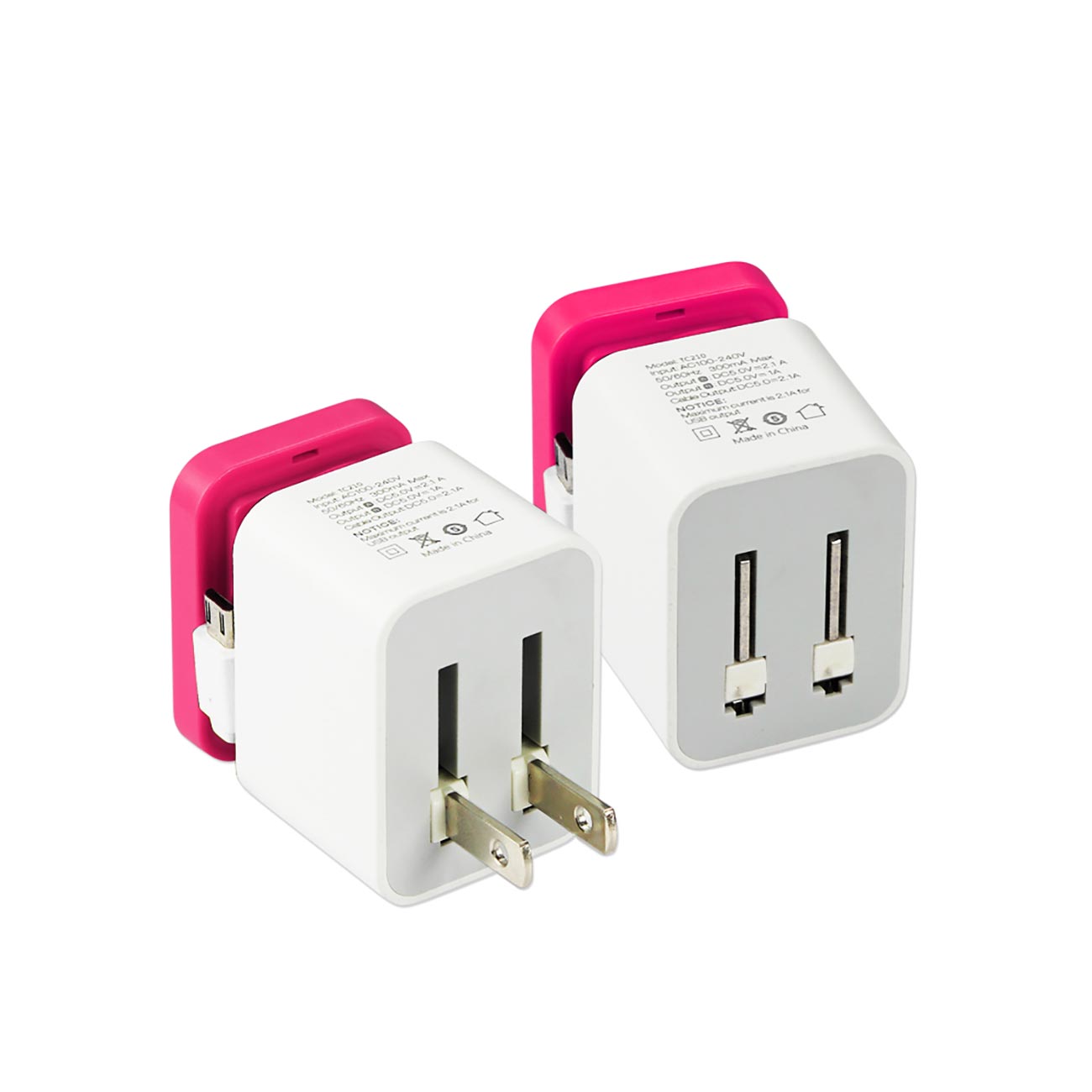 3.1 AMP Dual Port Portable Travel Adapter Charger In Pink