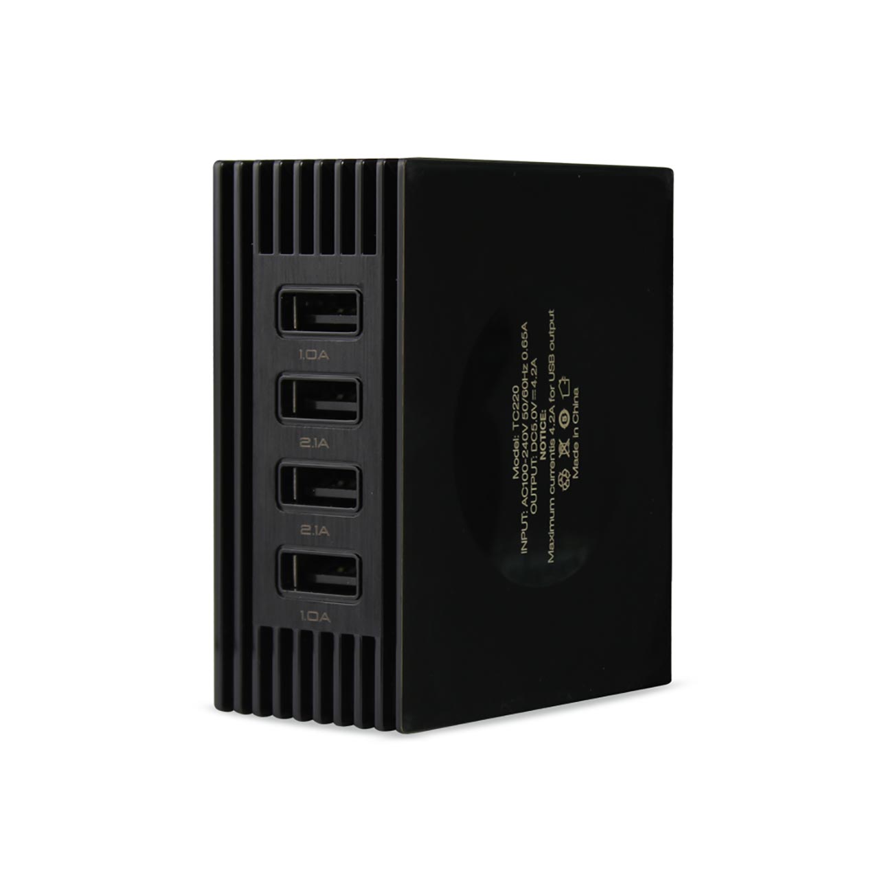 Charger Travel Station Portable Four Ports 4Amp Black Color