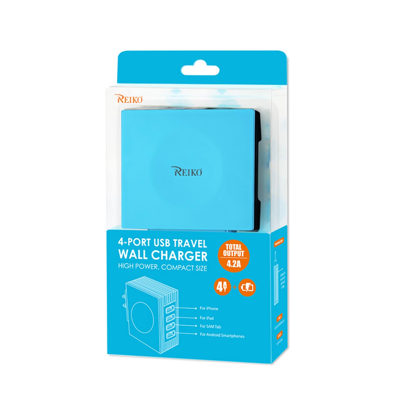 Charger Travel Station Portable Four Ports 4Amp Blue Color