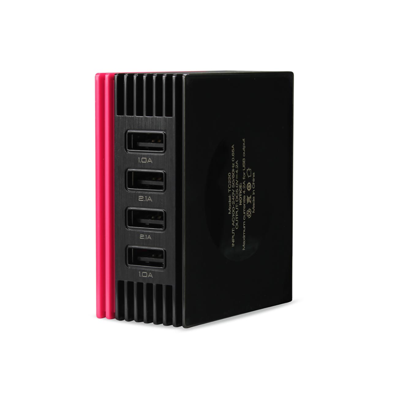 Charger Travel Station Portable Four Ports 4Amp Hot Pink Color