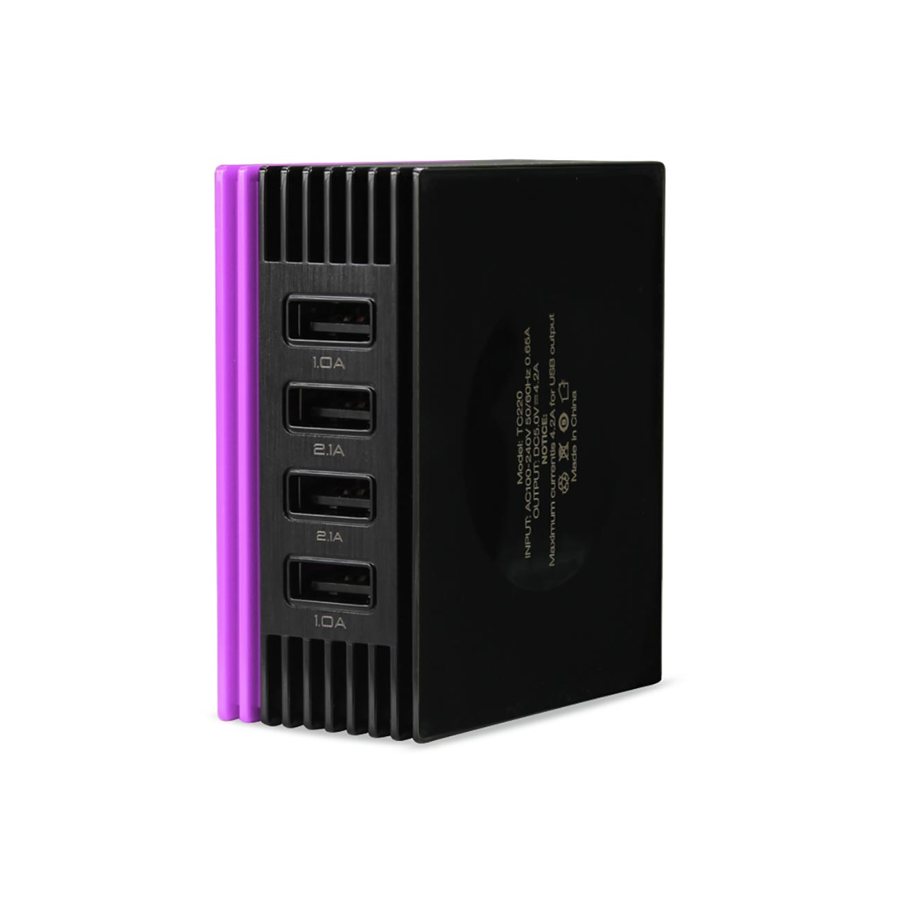 Charger Travel Station Portable Four Ports 4Amp Purple Color