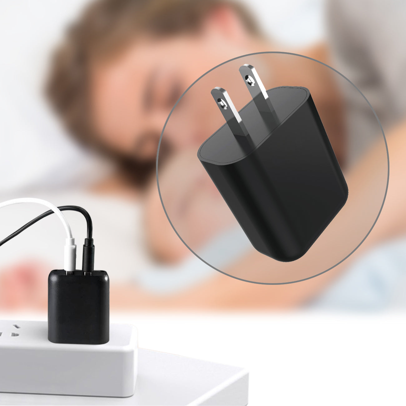 Travel Home Charger With Built In Cable 5 Ft 8 PIN Portable Black Color