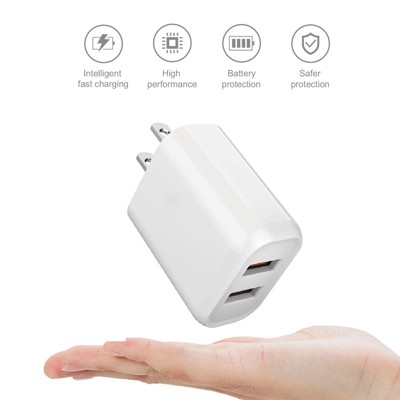 Travel Home Charger With Built In Cable 8 PIN 5Ft Portable White Color