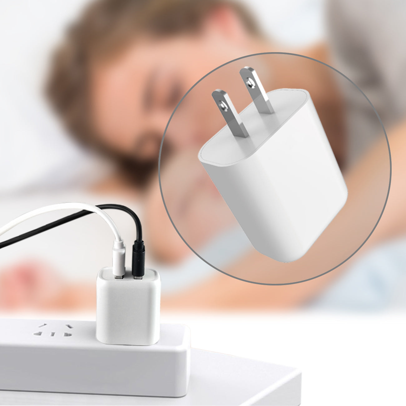 Travel Home Charger Type C With Built In Cable 5Ft Reiko Portable White Color