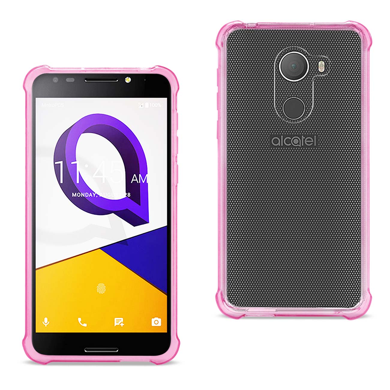 Alcatel Walters Clear Bumper Case With Air Cushion Protection In Clear Hot Pink