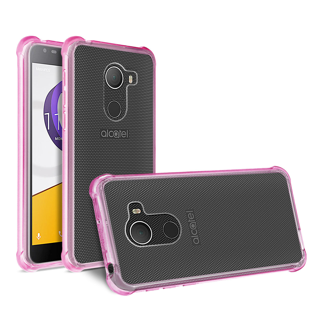 Alcatel Walters Clear Bumper Case With Air Cushion Protection In Clear Hot Pink