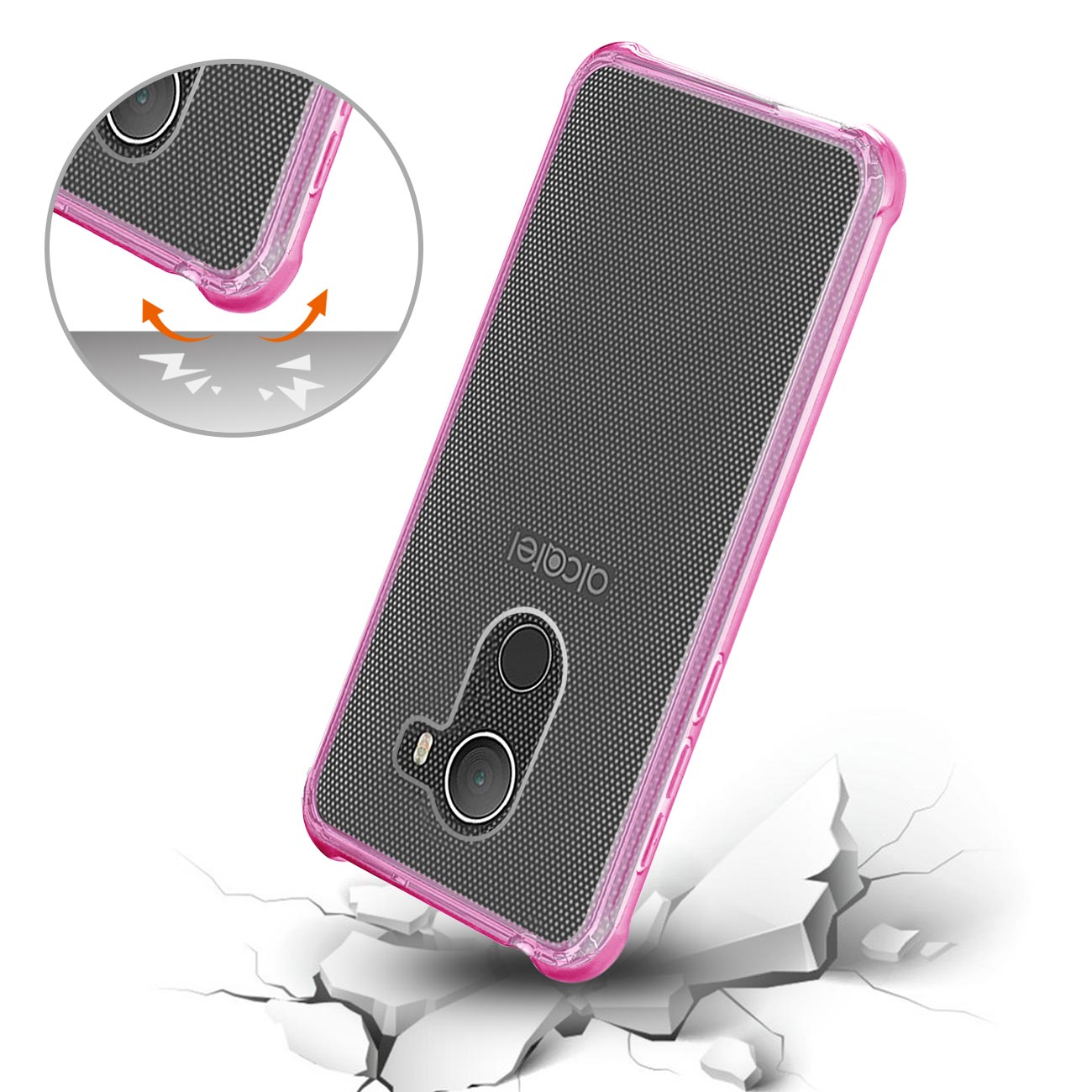 Alcatel Walters Clear Bumper Case With Air Cushion Protection In Clear Hot Pink