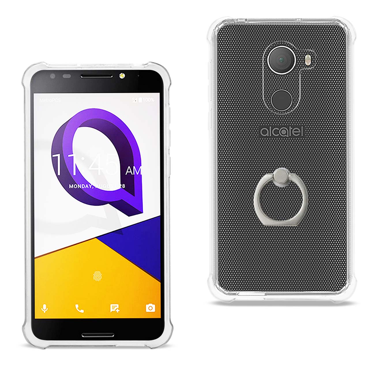 Alcatel Walters Transparent Air Cushion Protector Bumper Case With Ring Holder In Clear