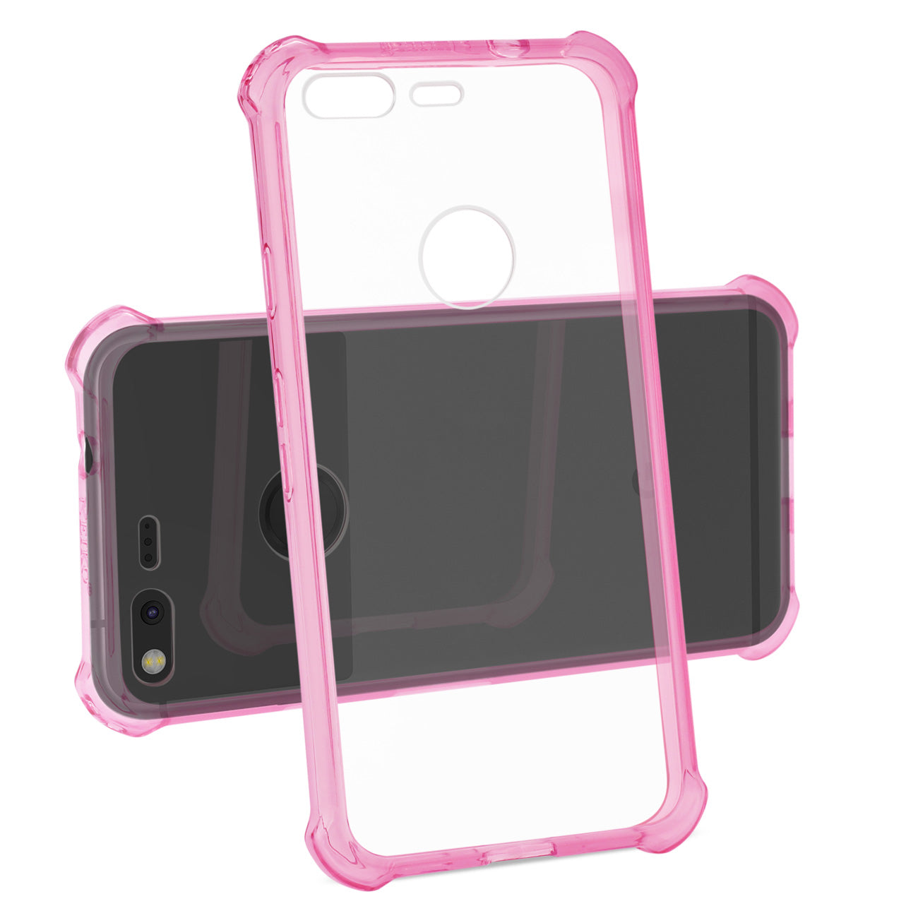 Google Pixel Clear Bumper Case With Air Cushion Protection In Clear Hot Pink