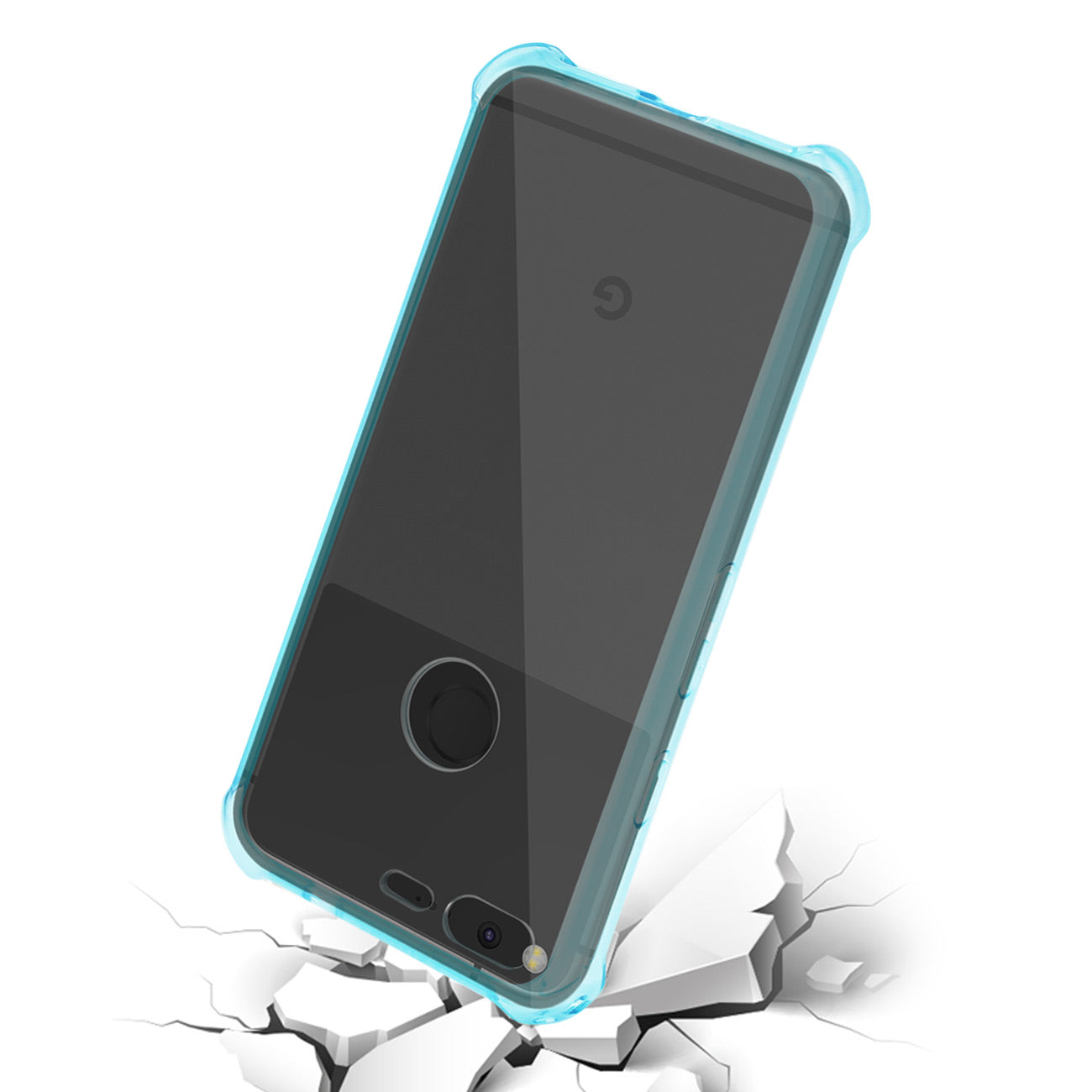 Google Pixel Clear Bumper Case With Air Cushion Protection In Clear Navy