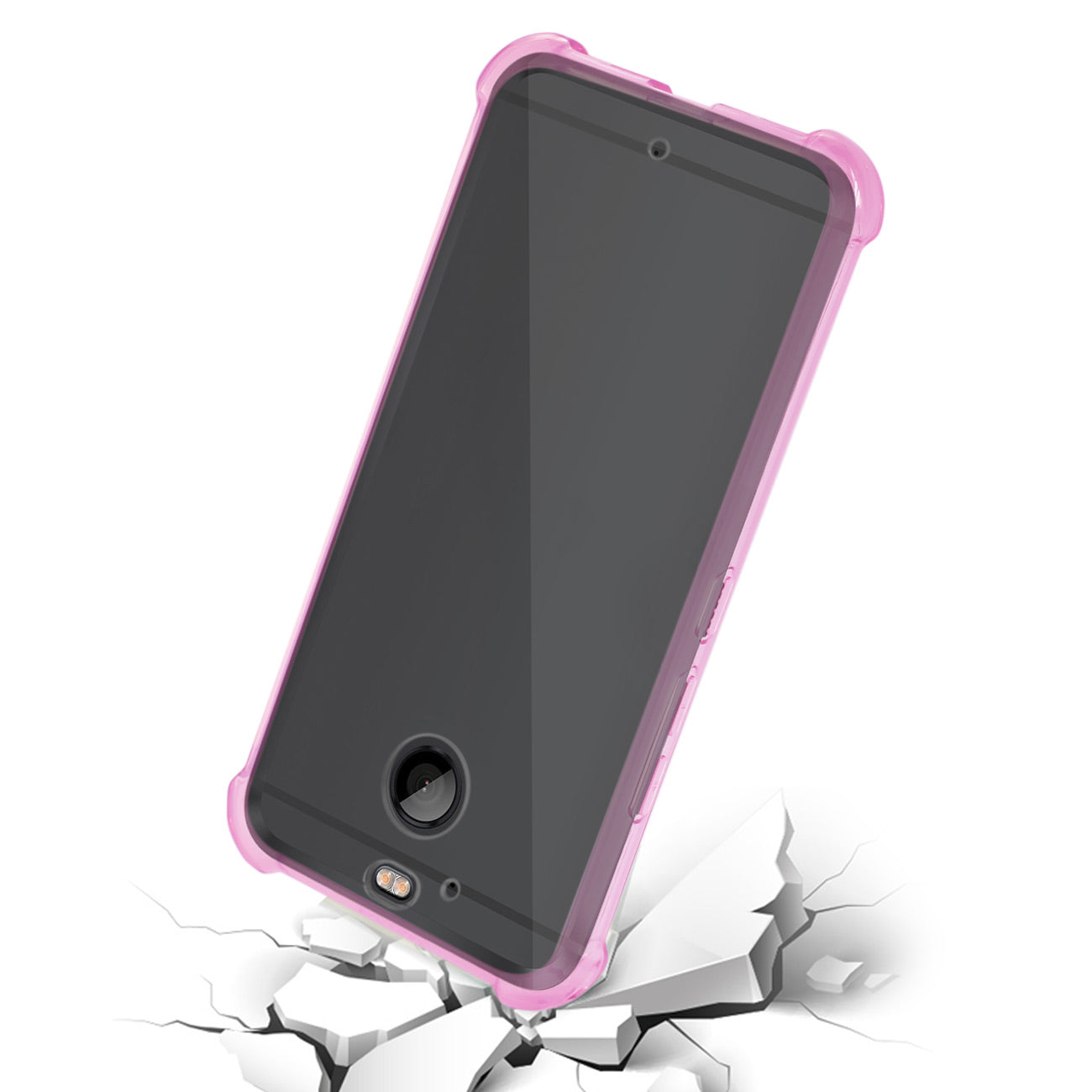 Htc Bolt Clear Bumper Case With Air Cushion Protection In Clear Hot Pink