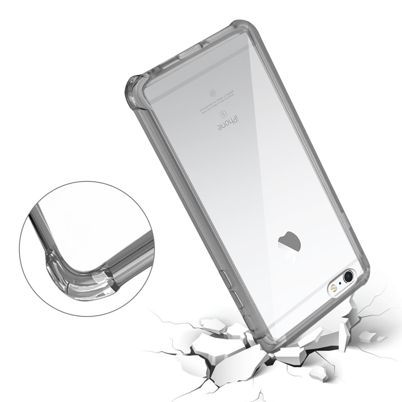 iPhone 6S Plus/ 6 Plus Clear Bumper Case With Air Cushion Protection In Clear Black