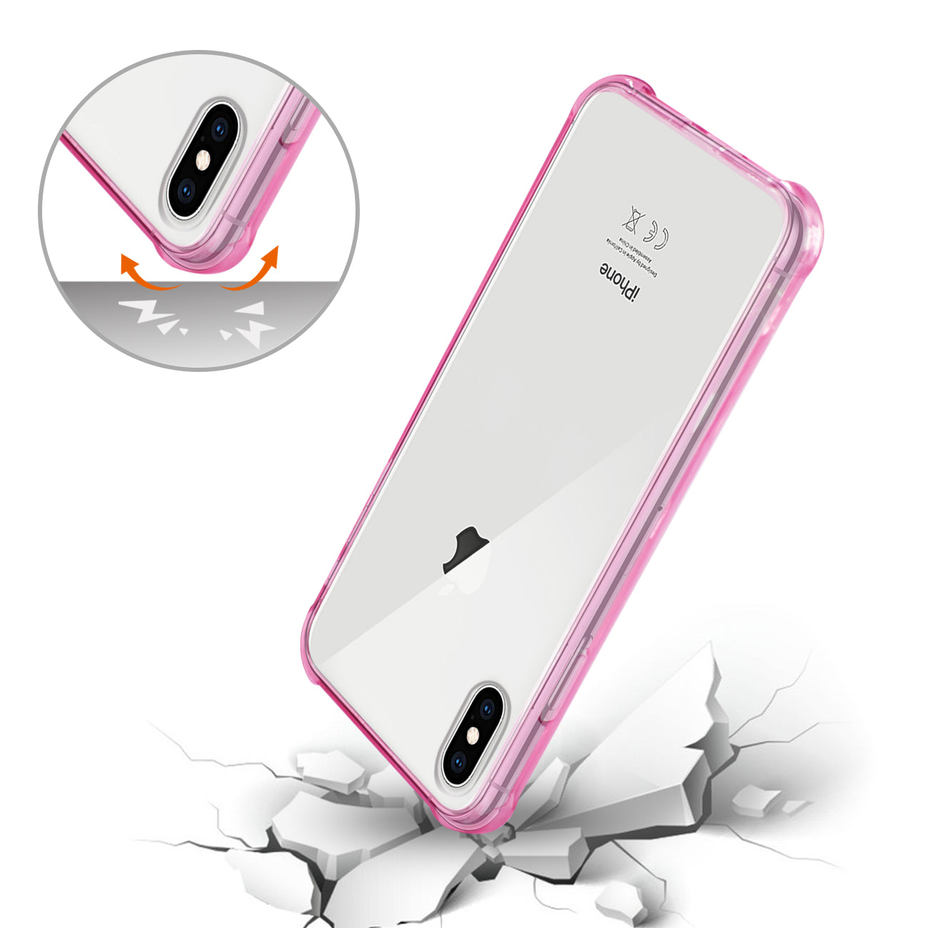 iPhone XS Max Clear Bumper Case With Air Cushion Protection In Clear Hot Pink