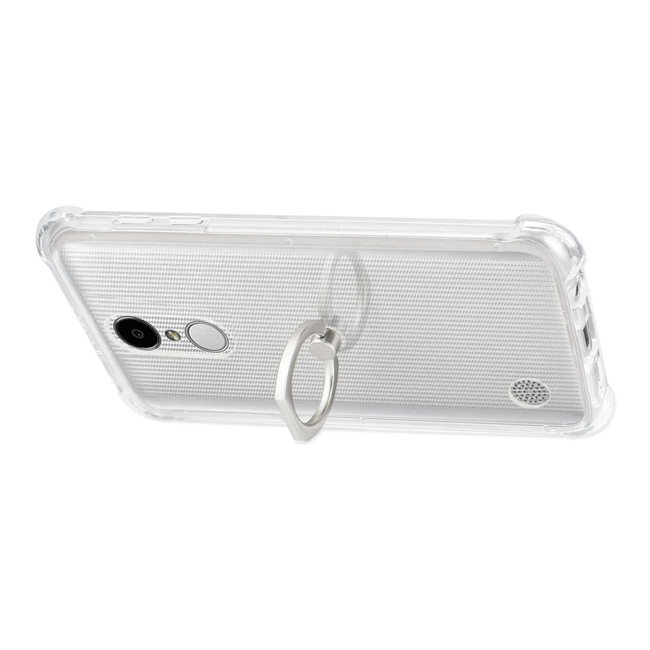 LG Aristo/ Fortune/ Phoenix 3 Air Cushion Protector Bumper Case With Ring Holder In Clear