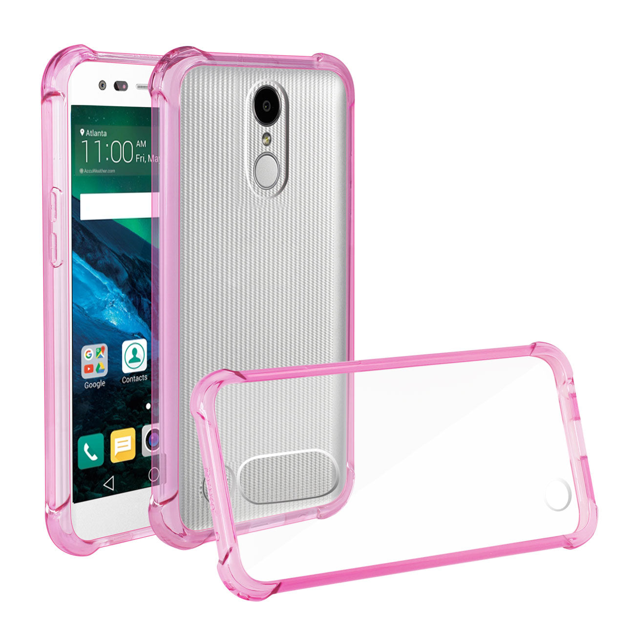 Case Bumper Clear Air Cushion Protection LG Fortune/ Phoenix 3/ Aristo Clear Hot Pink Color
