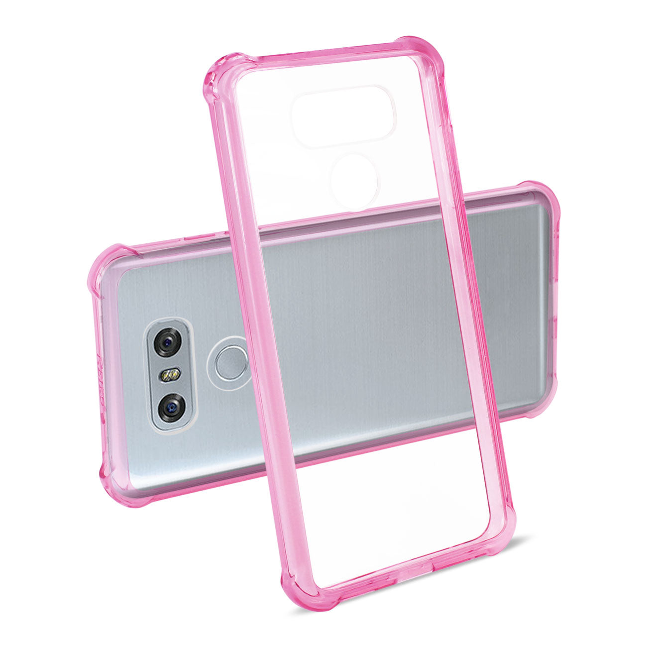 LG G6 Clear Bumper Case With Air Cushion Shock Absorption In Clear Hot Pink