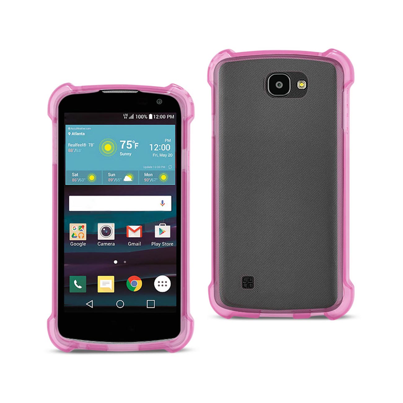 Case Clear Bumper Air Cushion Protection LG Spree Clear Hot Pink Color