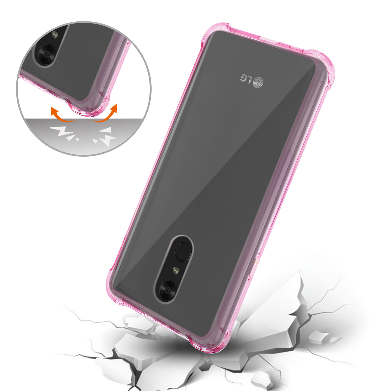 LG Stylo 4 Clear Bumper Case With Air Cushion Protection In Clear Hot Pink