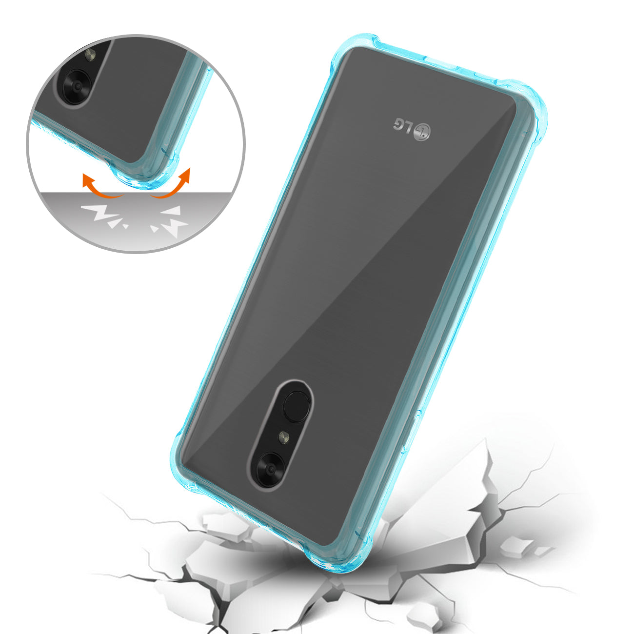 Reiko LG Stylo 4 Clear Bumper Case With Air Cushion Protection In Clear Navy