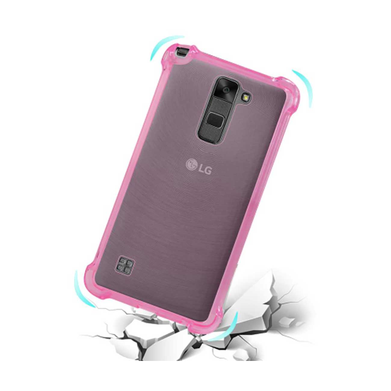 Case Bumper Clear Air Cushion Protection LG Stylus 2 Hot Pink Color