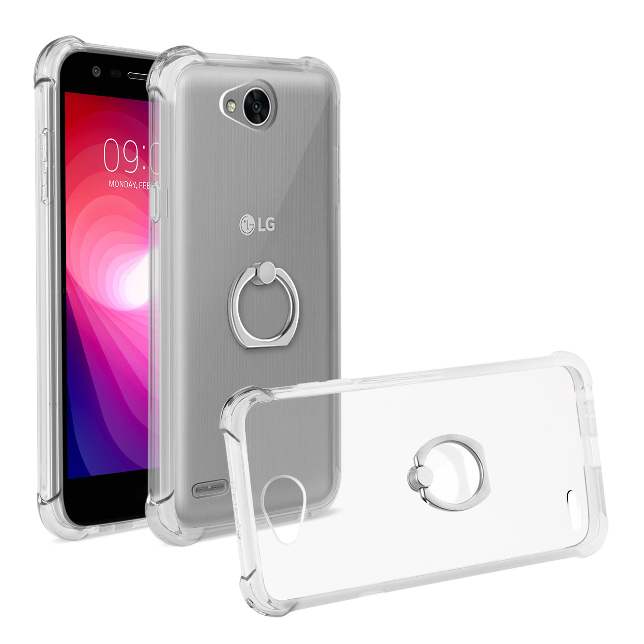 Case Bumper Clear Air Cushion Protector Ring Holder LG X Power 2 Transparent