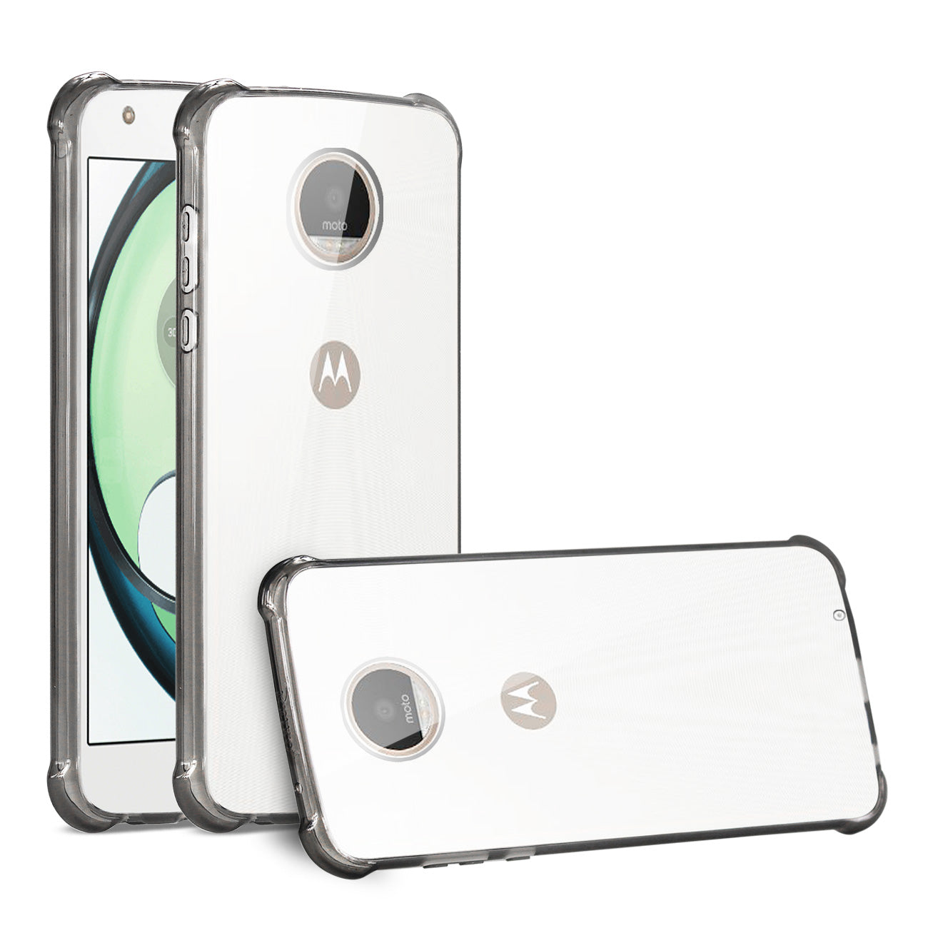 Case Bumper With Air Cushion Protection Moto Albus Clear Black Color