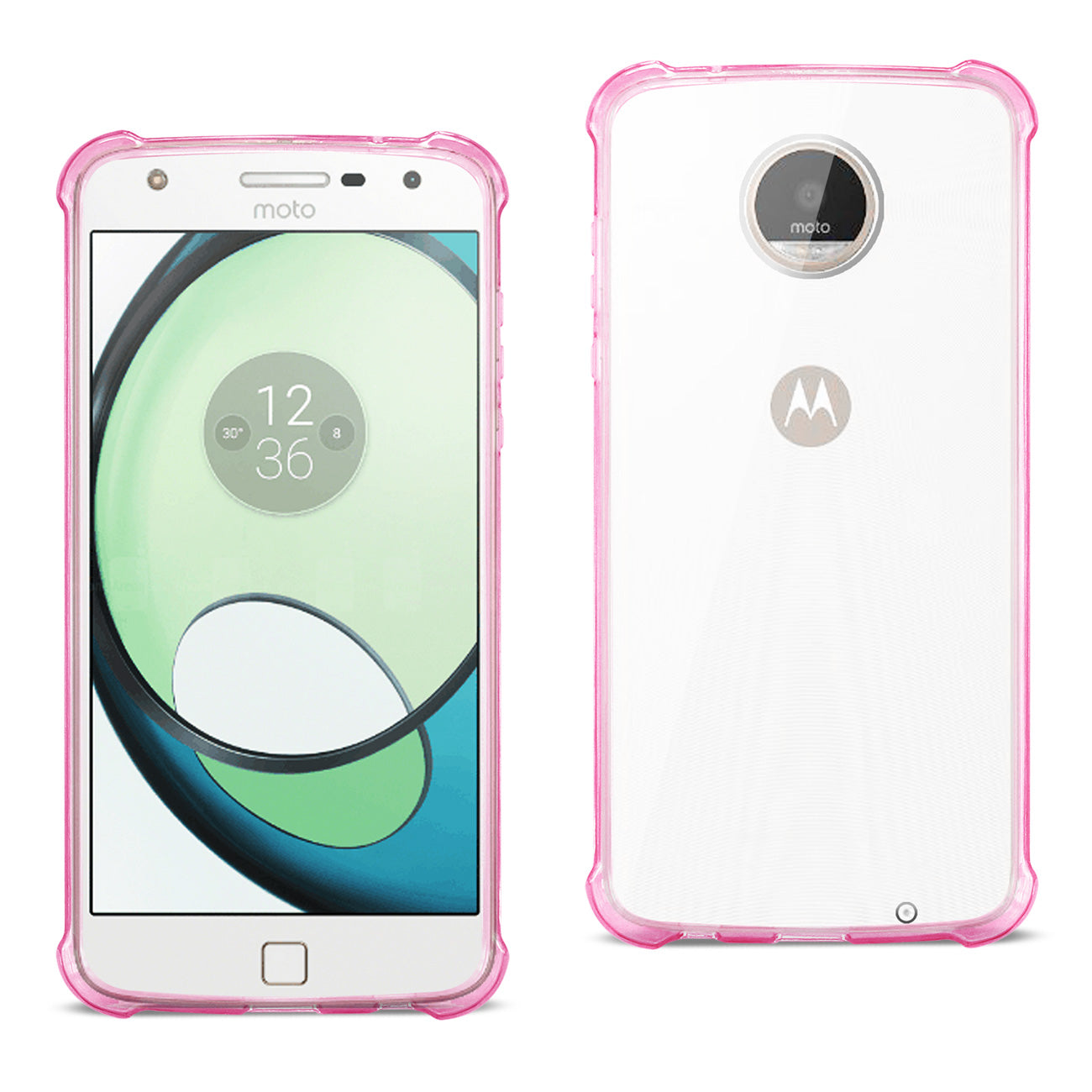 Case Bumper With Air Cushion Protection Moto Albus Clear Hot Pink Color