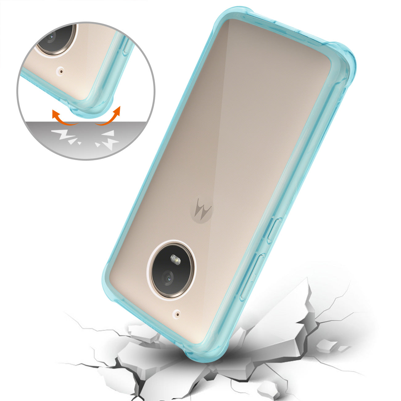 Case Bumper Air Cushion Protection Motorola Moto E4 Active Clear Navy Color
