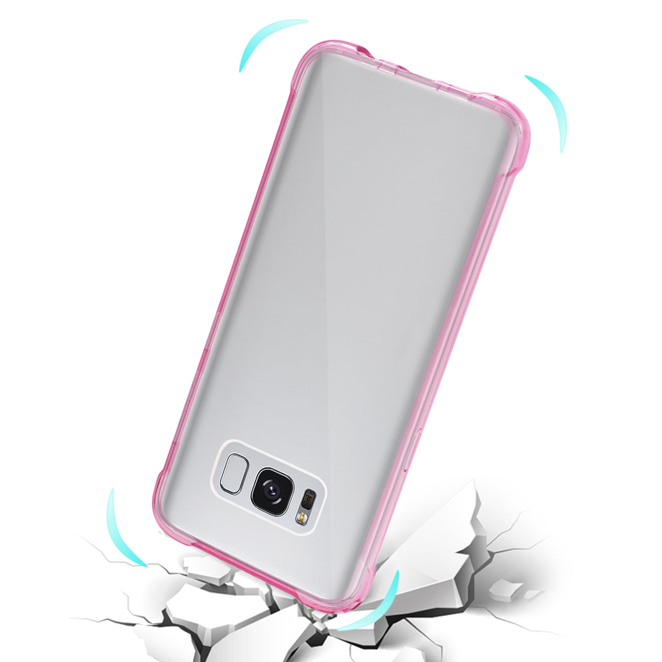 Case Bumper Air Cushion Protection Samsung Galaxy S8 Edge/ S8 Plus Clear Hot Pink Color