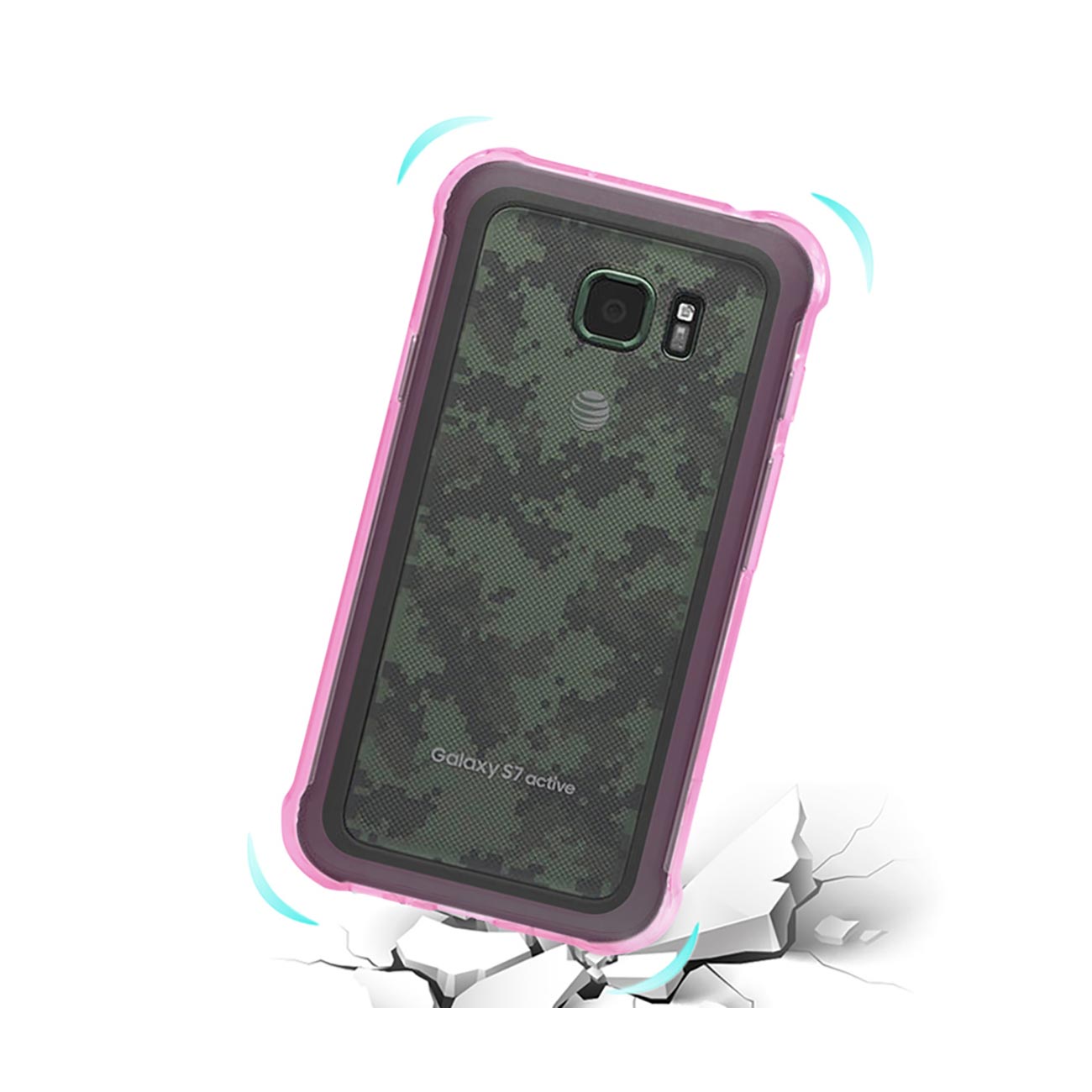 Case Bumper Clear Air Cushion Protection Samsung Galaxy S7 Active Hot Pink Color