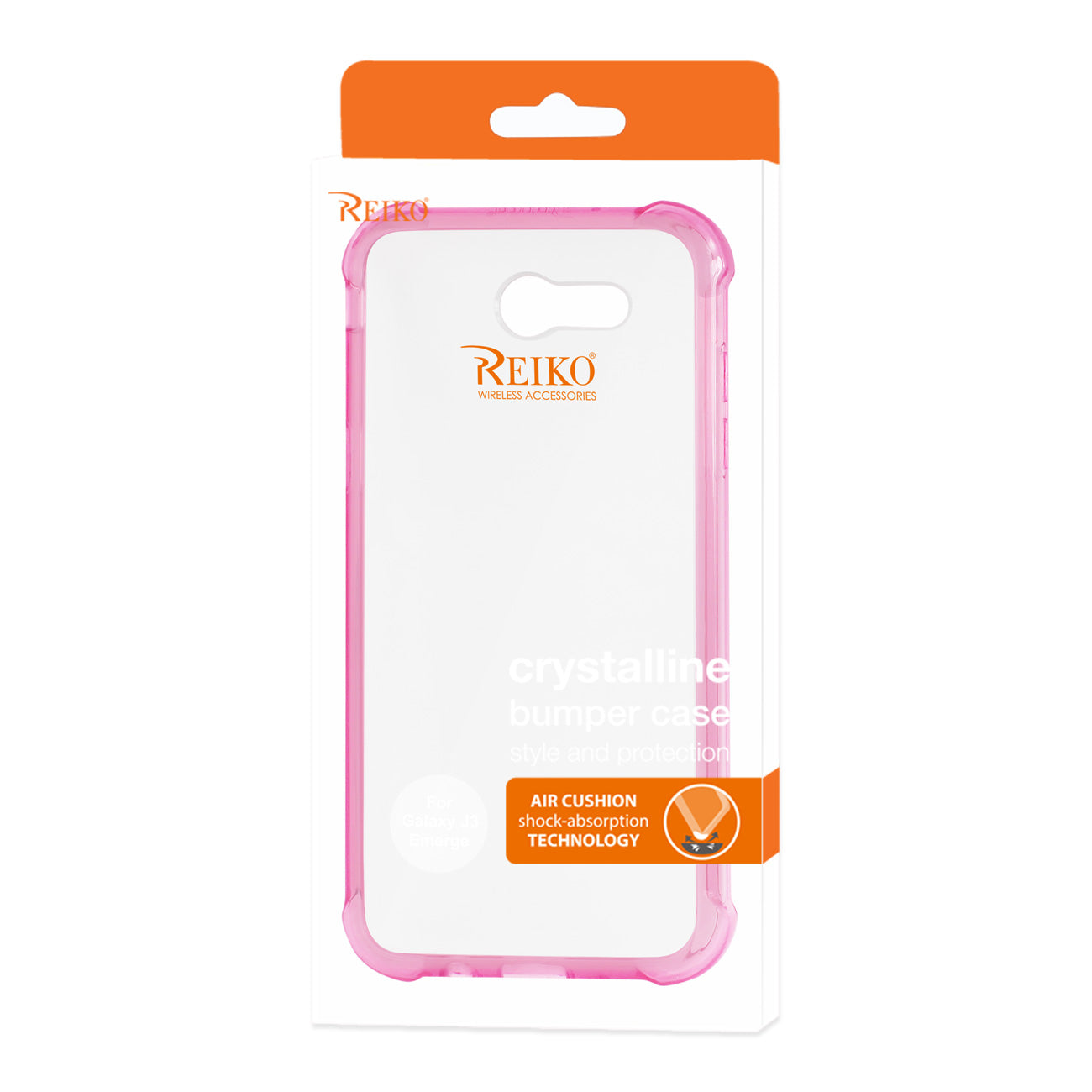 Case Bumper Air Cushion Shock Absorption Samsung Galaxy J3 Emerge Clear Hot Pink Color