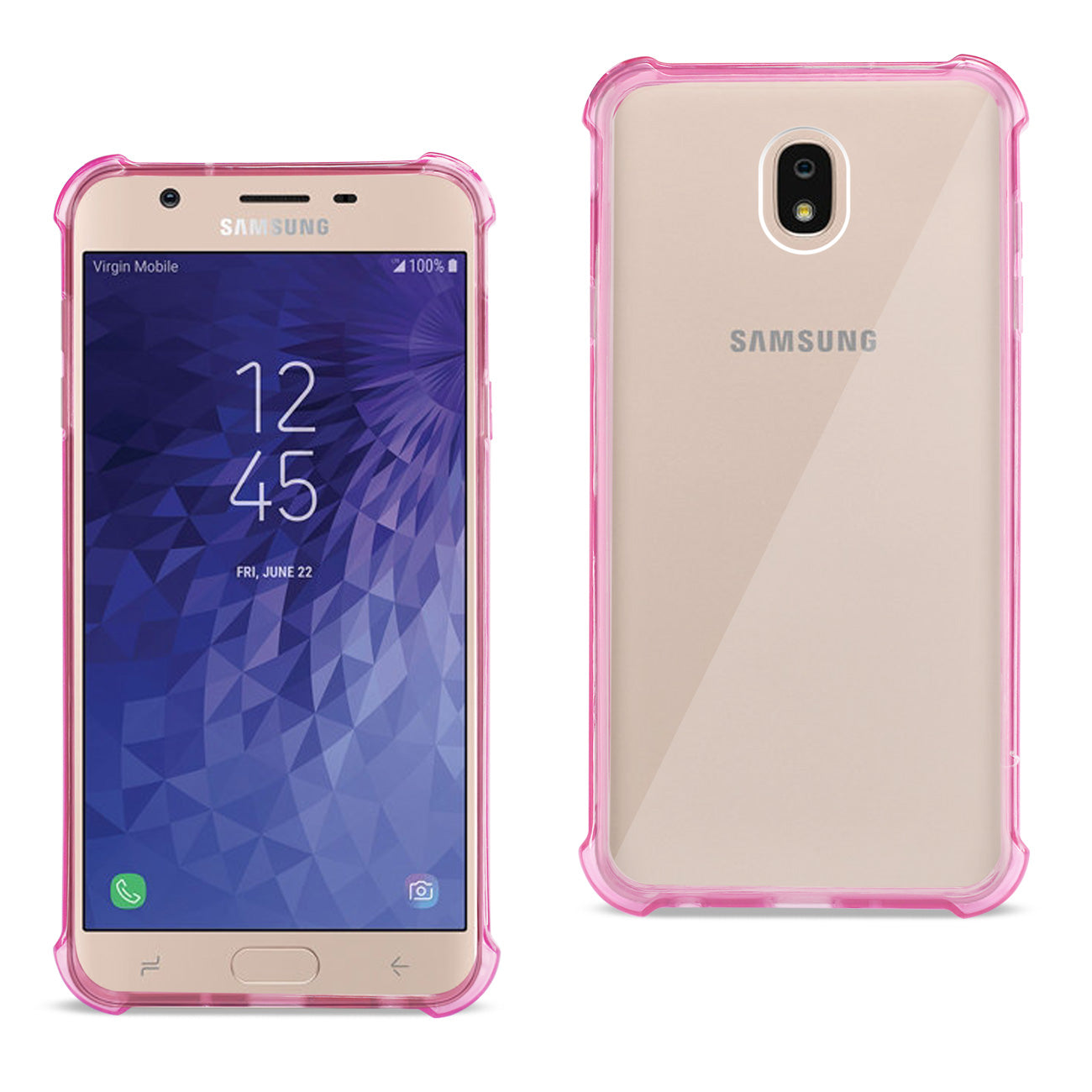 Case Bumper Air Cushion Protection Samsung J7(2018) Clear Hot Pink Color