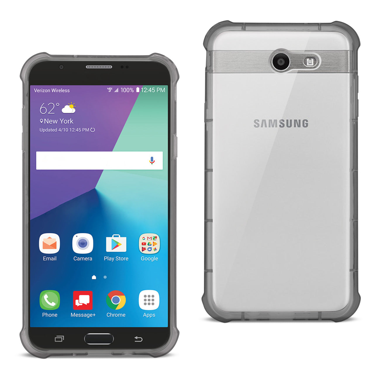 Case Bumper Air Cushion Protection Samsung Galaxy J7 V (2017) Clear Black Color