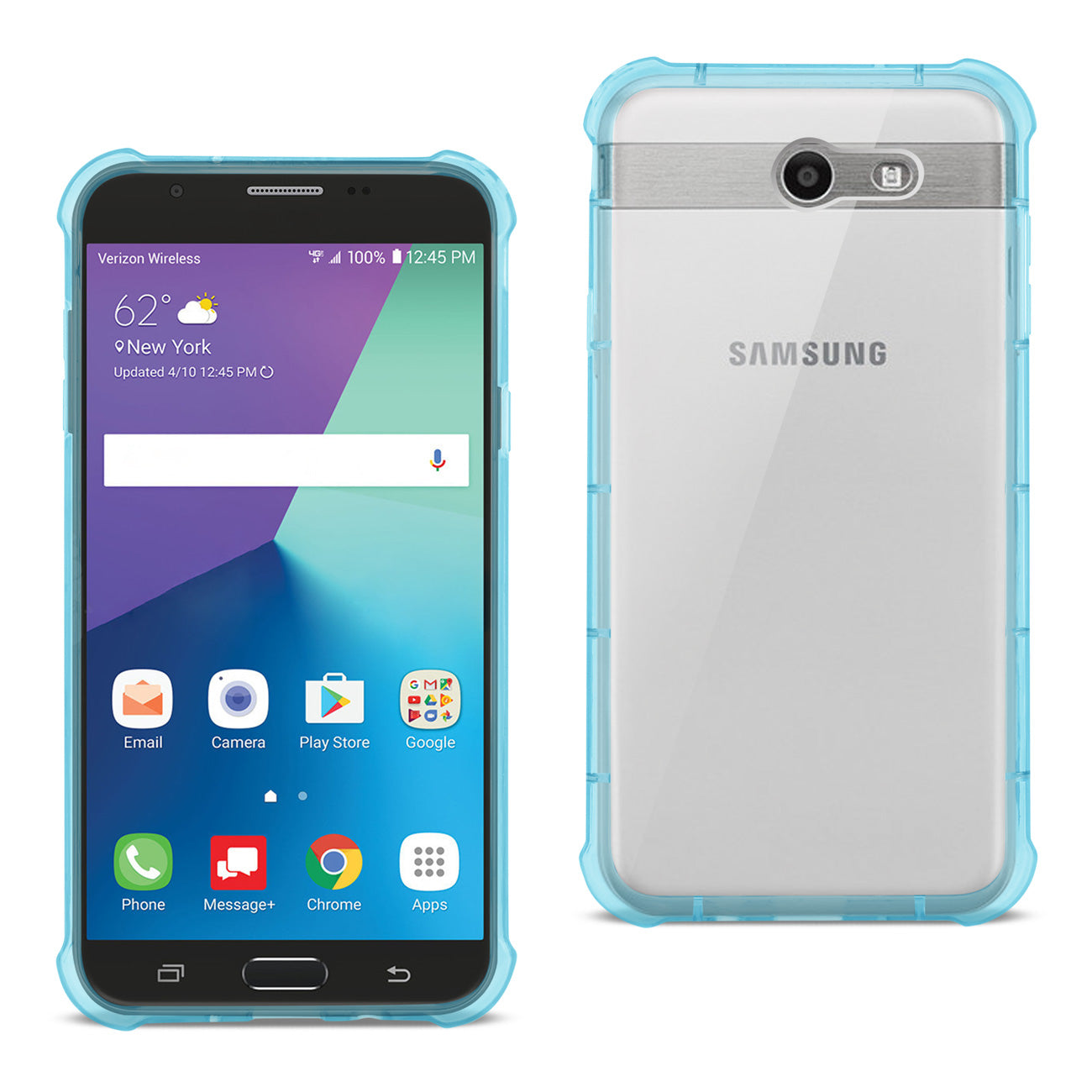 Case Bumper Air Cushion Protection Samsung Galaxy J7 V (2017) Clear Navy Color